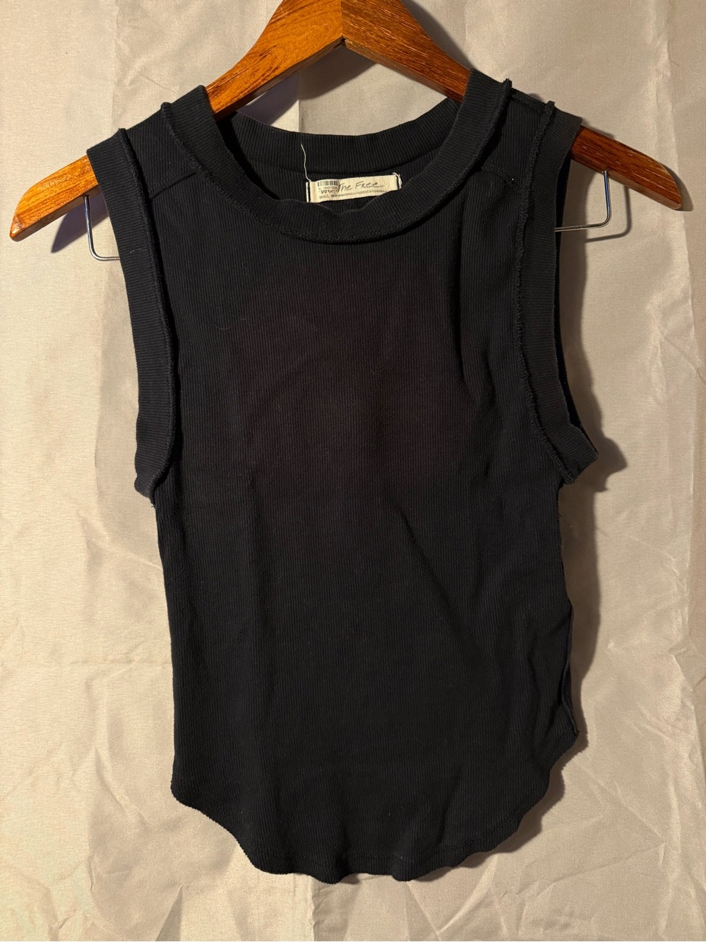 Free People Black Ribbed Tank Top